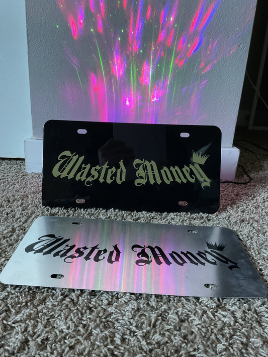 ‘Wasted Money’ Custom License Plate – Bold, Funny, and Unique Design