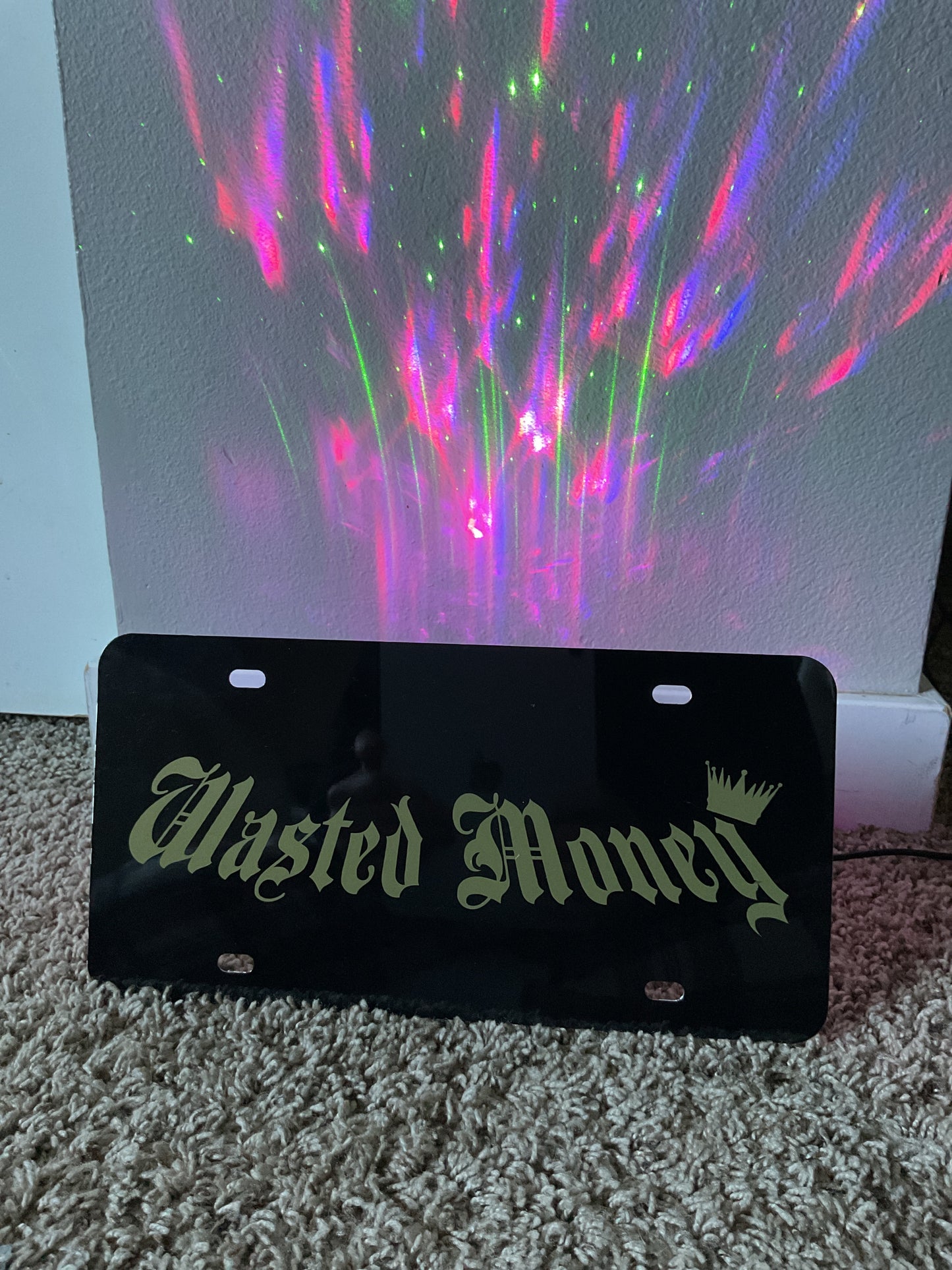 ‘Wasted Money’ Custom License Plate – Bold, Funny, and Unique Design